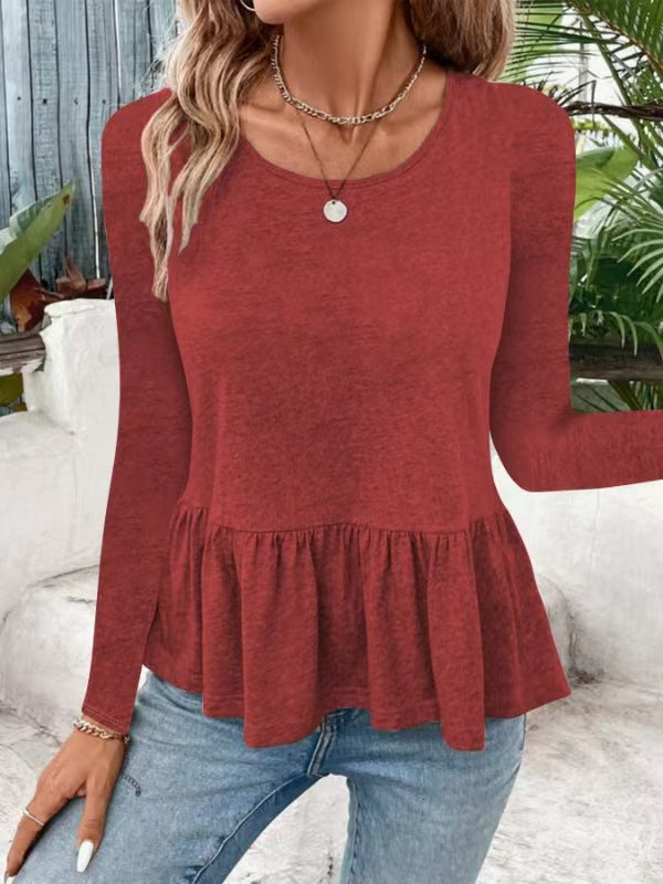 Damen Langarmshirt mit voluminösem Peplumschnitt Drune