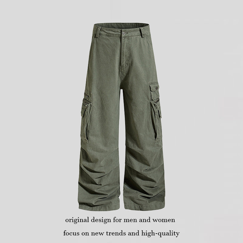 Damen weite High‑Waist Cargo‑Culottehose mit großen Klappentaschen und verstellbarem Saum Drune