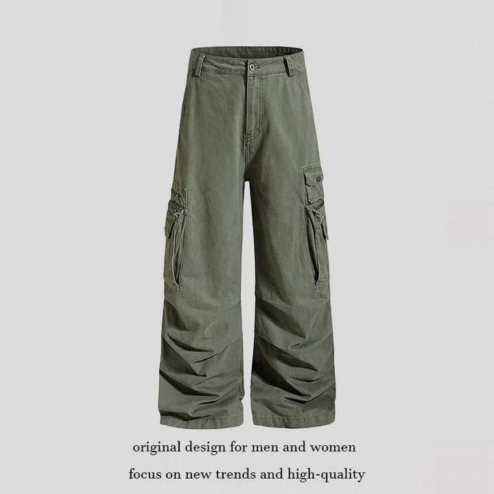 Damen weite High‑Waist Cargo‑Culottehose mit großen Klappentaschen und verstellbarem Saum Drune