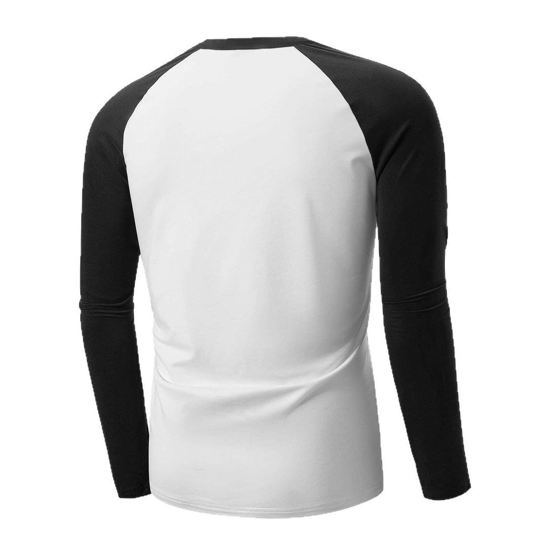 Herren Lässiges Langarm Henley-Shirt mit Kontrastärmeln Drune