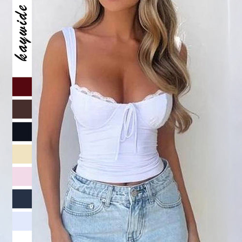 Damen Spitzen Trägertop mit raffiniertem Knoten-Design Drune