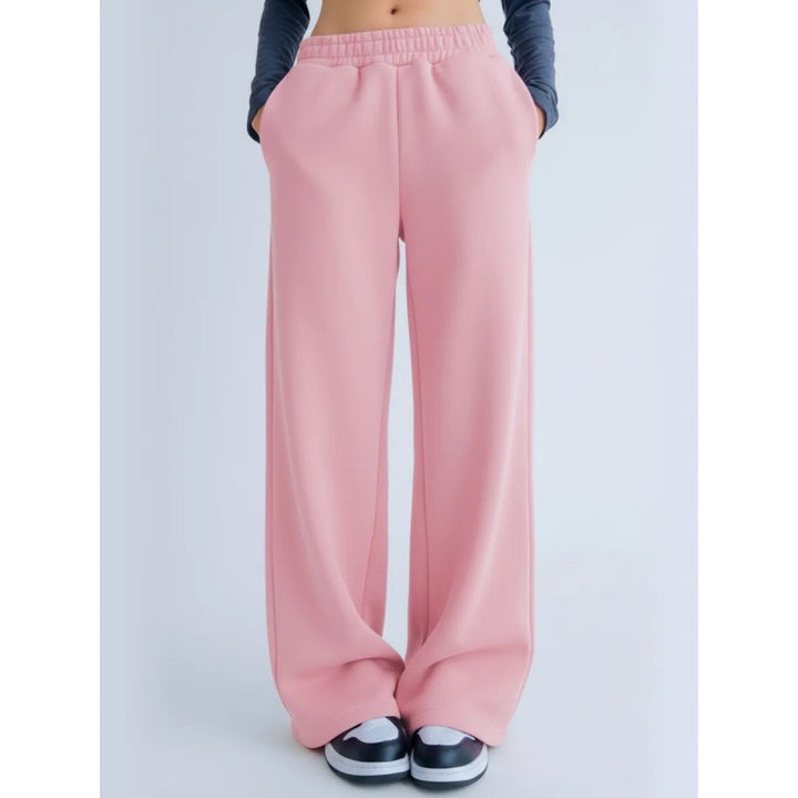 Damen nan fließende Palazzo-Loungehose mit extra weitem Bein elastischem Komfortbund und dezenten Eingrifftaschen Drune