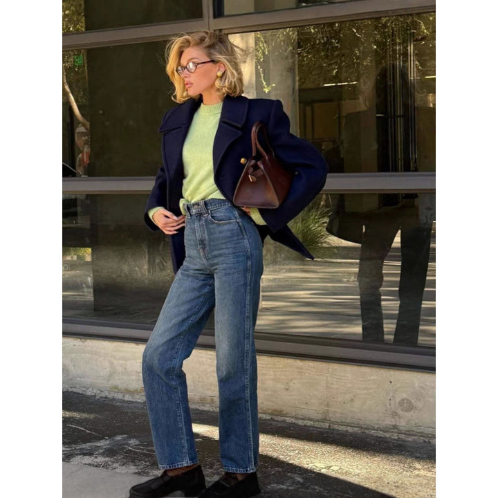 Damen Wollmantel mit doppeltem Knopfverschluss und elegance Schnitt Drune