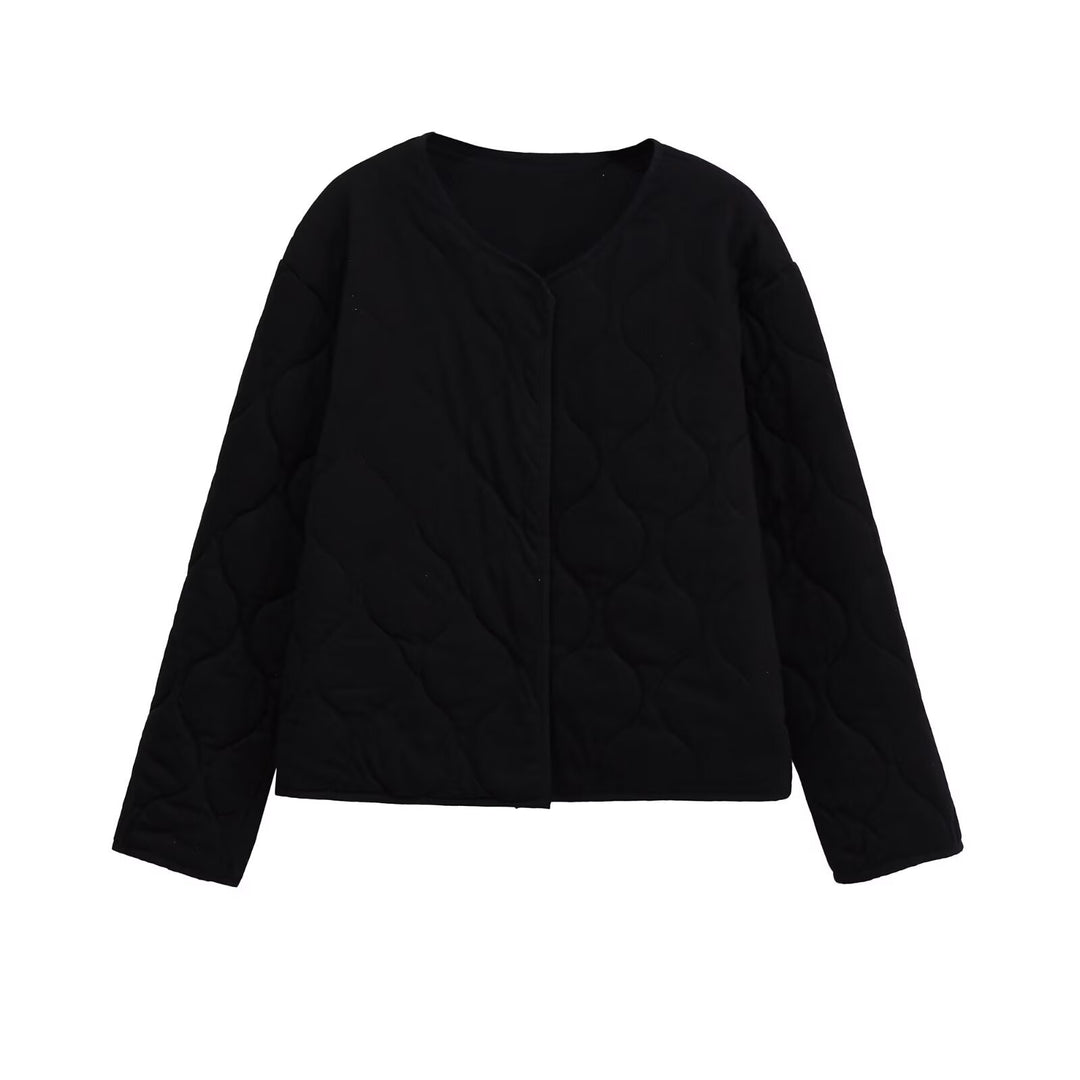 Damen Gesteppte Kurzjacke im Oversize‑Schnitt mit Rundhals und Wellensteppung Drune
