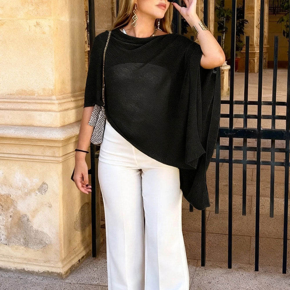 Damen elegante und stilvolle Poncho-Bluse Drune