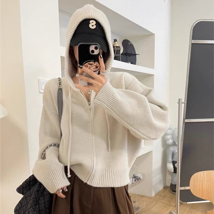Damen Kapuzenpullover mit Reißverschluss und lässigem Schnitt Drune