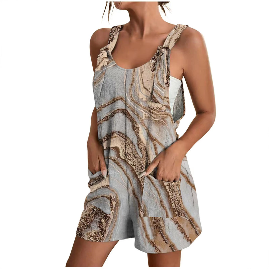 Damen luftiger Overall mit floralen Mustern und praktischen Taschen Drune