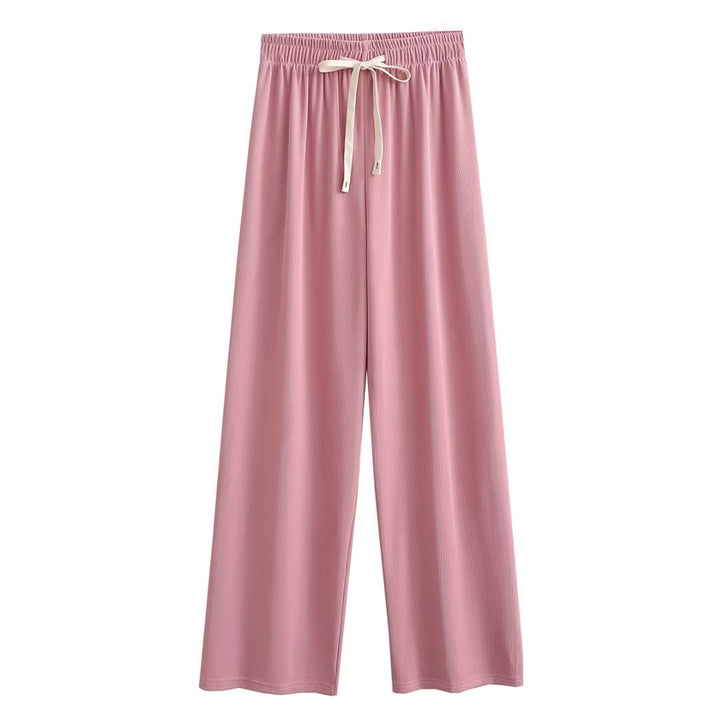 Damen weite Palazzohose mit elastischem Bund und dekorativem Kordelzug Drune