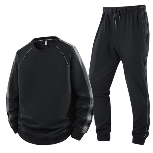 Herren Sportliches Trainingsanzug-Set aus French-Terry mit seitlichen Kontraststreifen, Rundhalsausschnitt & tapered Jogginghose Drune