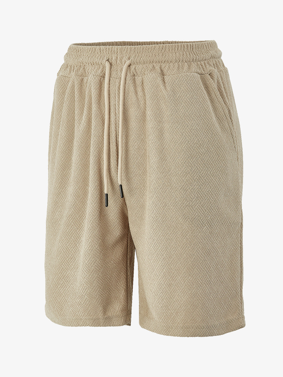 Herren nan Frottee-Shorts mit Fischgrätstruktur, elastischem Kordelbund und Seitentaschen Drune