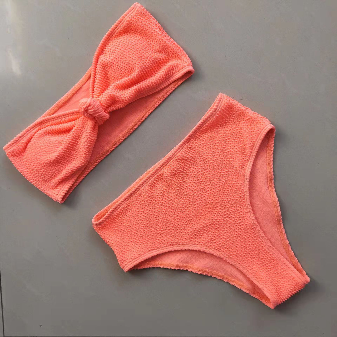 Damen Bikini-Set mit strukturierter Oberfläche und modischem Knoten Drune