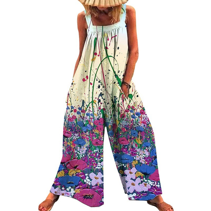 Damen Übergröße Jumpsuit mit floralem Muster und praktischen Taschen Drune