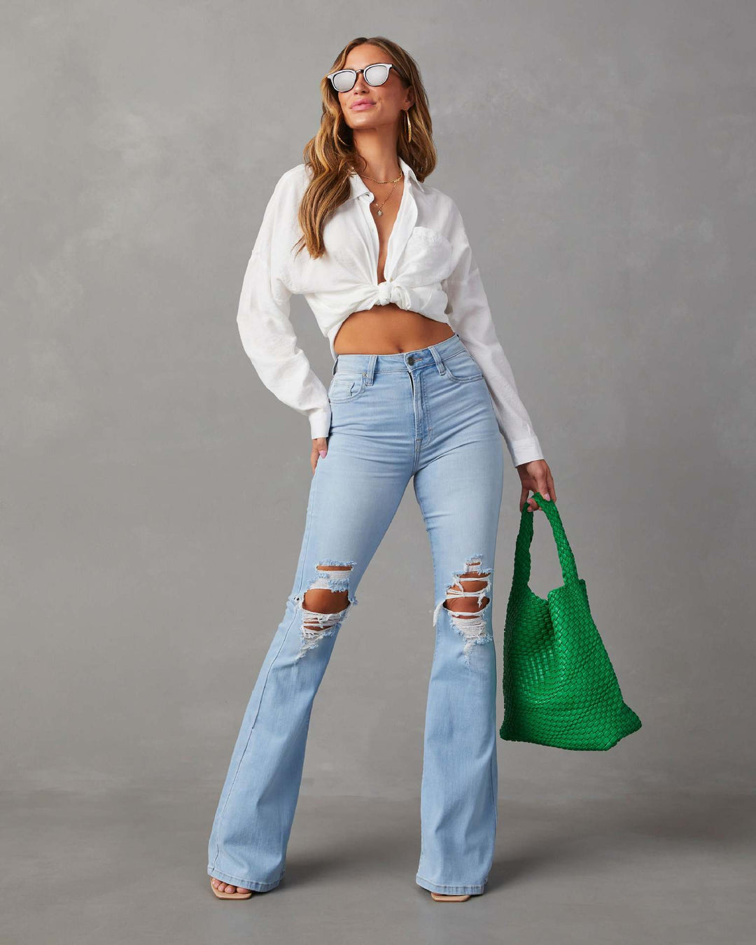 Damen Flared Jeans mit trendigem Destroyed-Effekt Drune