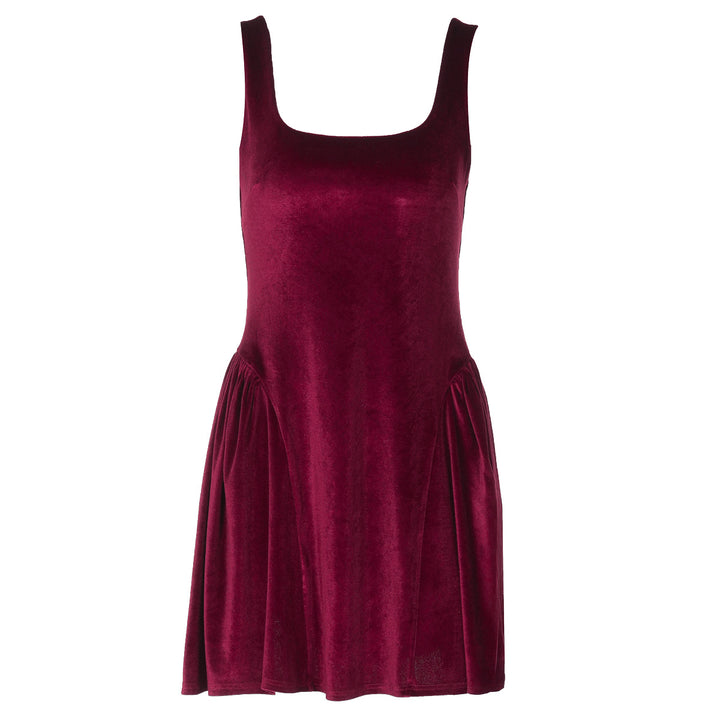 Damen Kurzkleid mit Quadrat-Ausschnitt und fließendem Rock Drune