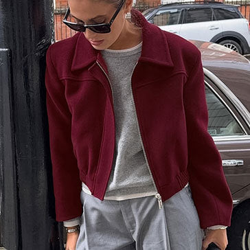 Damen Cropped Fleecejacke mit Stehkragen und Reißverschluss Drune