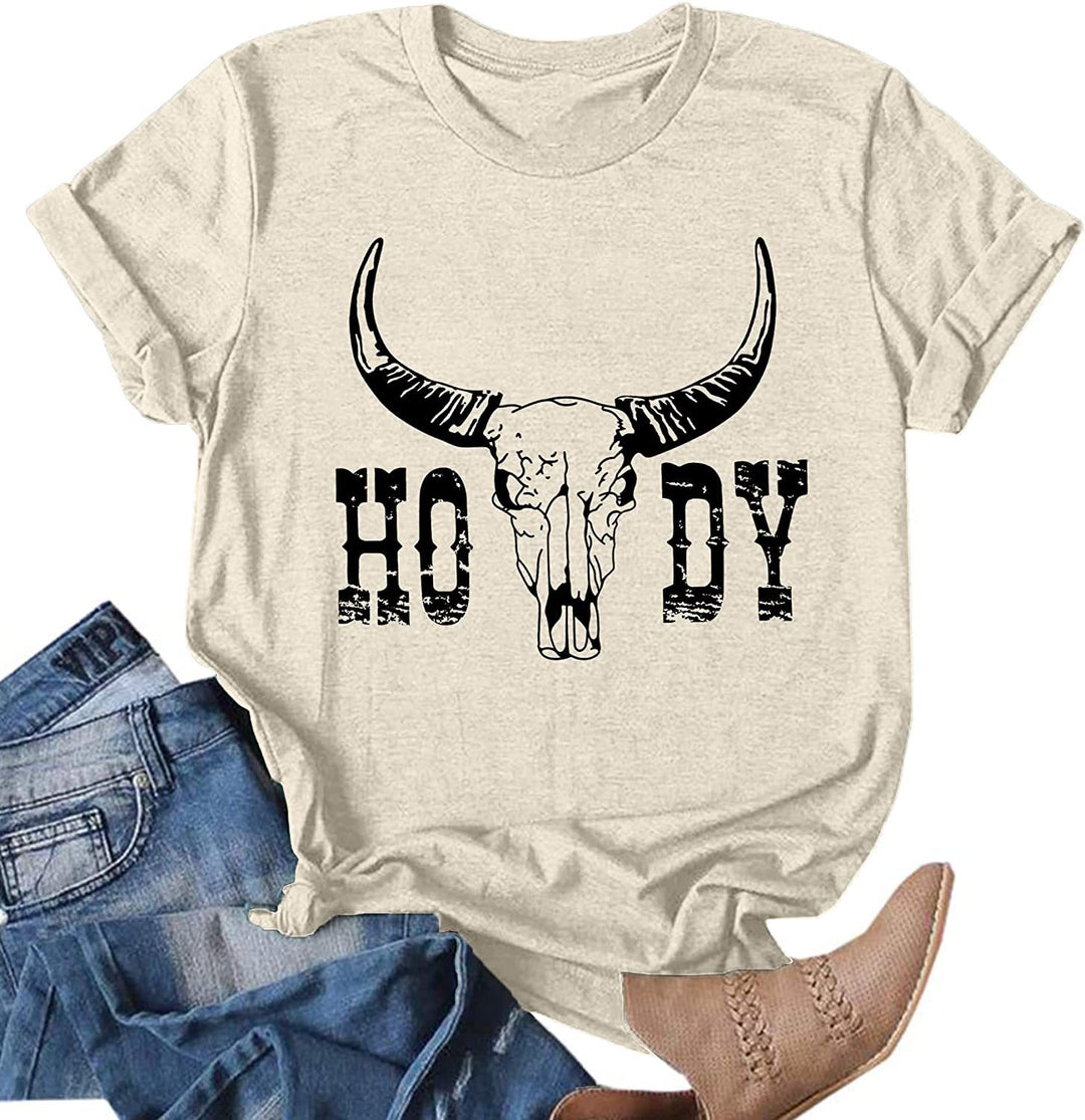 Damen Vintage-inspiriertes Grafik-T-Shirt mit Western-Schädel-Design Drune
