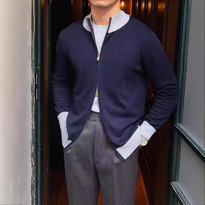Herren Eleganter Strickpullover mit Stehkragen Drune