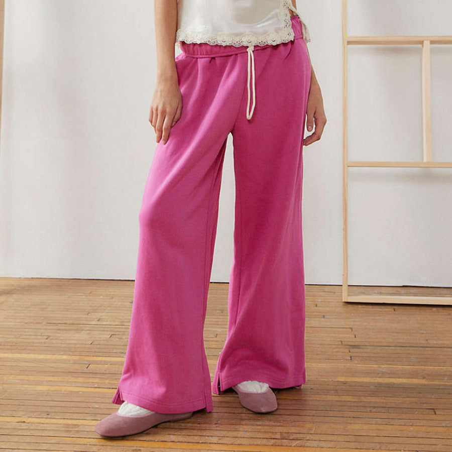 Damen weite Freizeit-Hose mit elastischem Bund und Kordelzug Drune