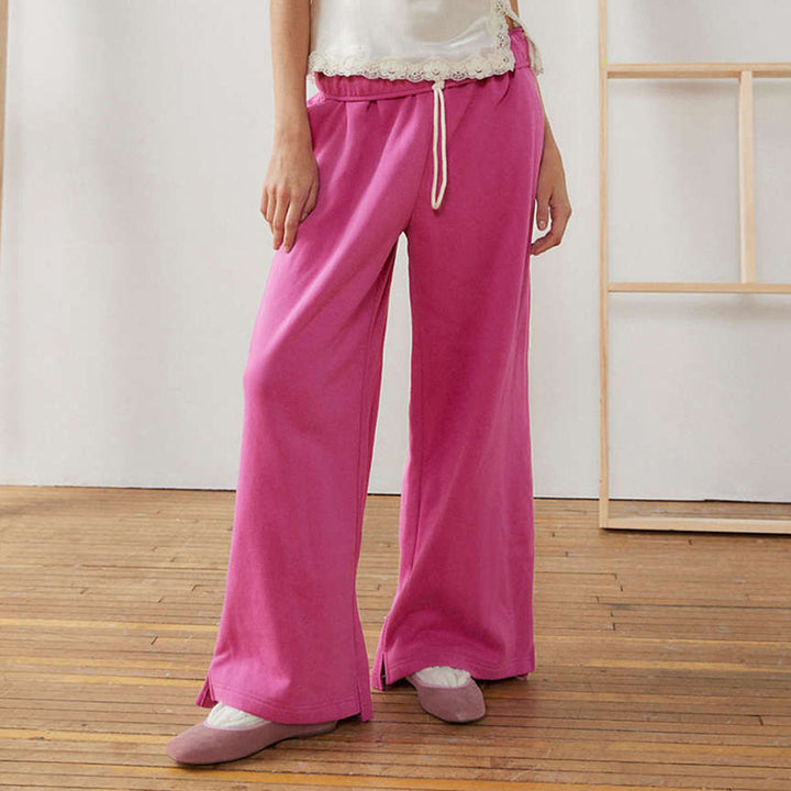 Damen weite Freizeit-Hose mit elastischem Bund und Kordelzug Drune
