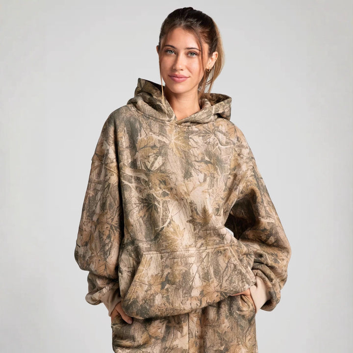 Damen Hoodie im angesagten Camouflage-Design mit großzügigen Taschen Drune