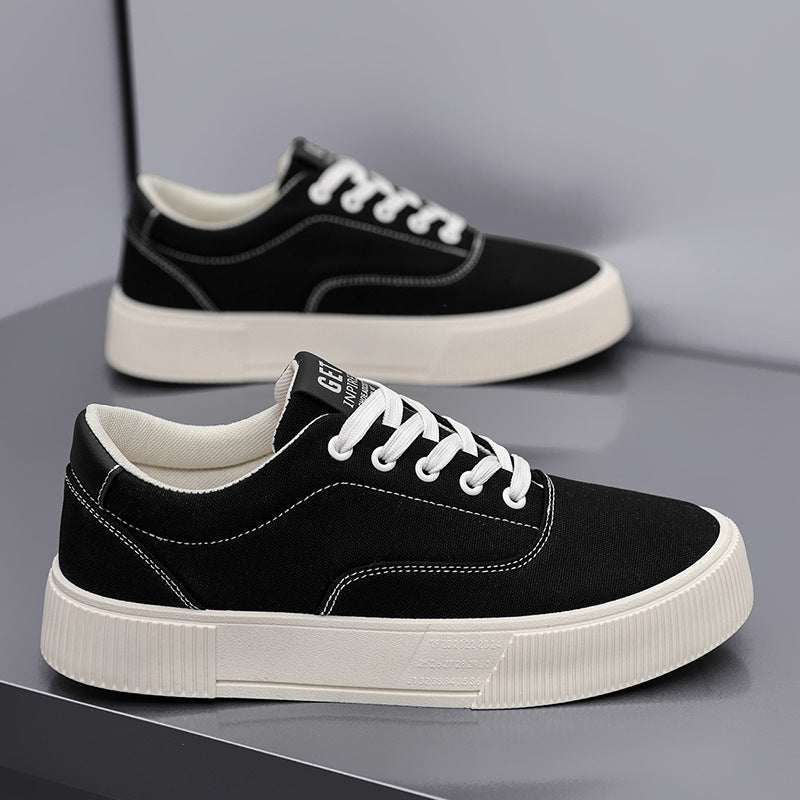 Unisex Leichter Canvas-Low-Top Sneaker mit dicker Plateau-Gummisohle Drune