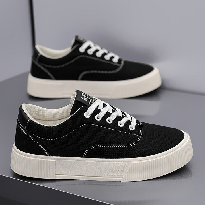 Unisex Leichter Canvas-Low-Top Sneaker mit dicker Plateau-Gummisohle Drune