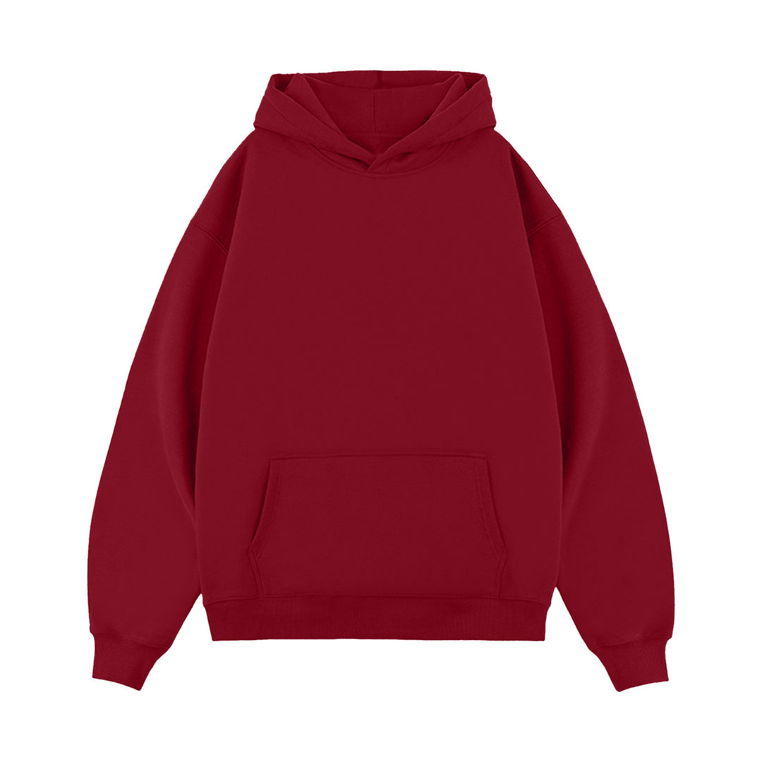 Unisex minimalistischer Oversize-Kapuzenpullover mit gedoppelter Kapuze, tiefer Schulter und breitem Rippbund Drune