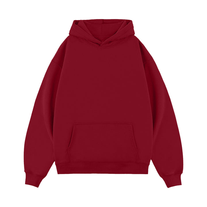 Unisex minimalistischer Oversize-Kapuzenpullover mit gedoppelter Kapuze, tiefer Schulter und breitem Rippbund Drune