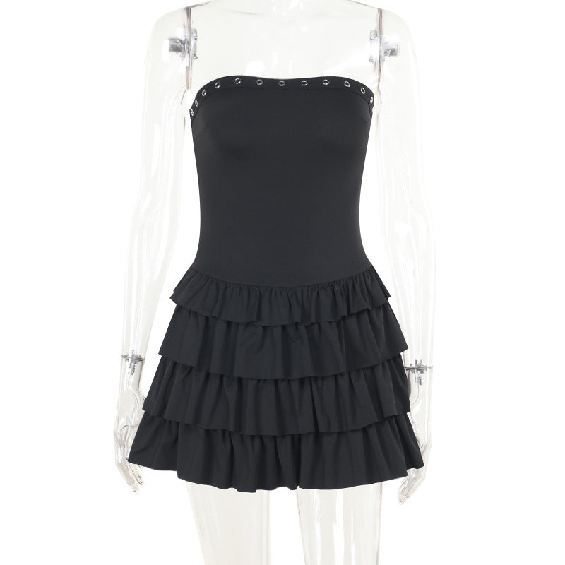 Damen Rüschensommerkleid mit schulterfreiem Design Drune
