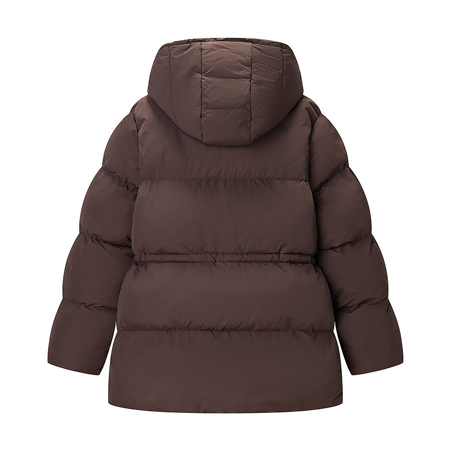 Damen Langer wattierter Parka mit Kapuze, Taillenzug und Oversize-Silhouette Drune