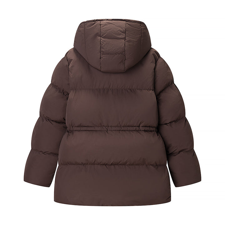 Damen Langer wattierter Parka mit Kapuze, Taillenzug und Oversize-Silhouette Drune