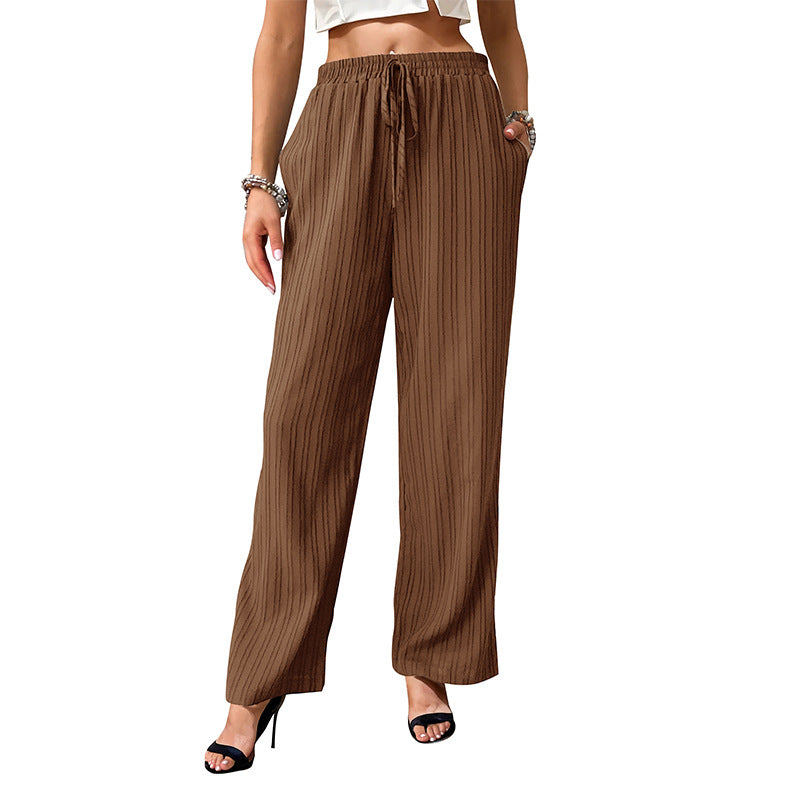 Damen Weite Sommerhose aus leichtem Crinkle‑Stoff mit elastischem Bund und Tunnelzug Drune