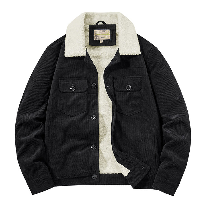 Herren Gemusterte Cordjacke mit Teddyfutter Drune