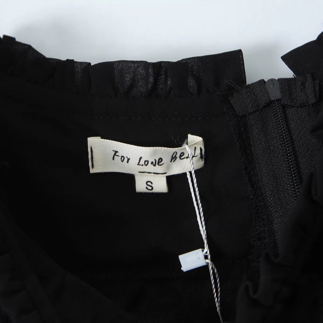 Damen Corsagenbluse mit Spitzen‑Corsage, gerafftem Dekolleté und Volantsaum Drune