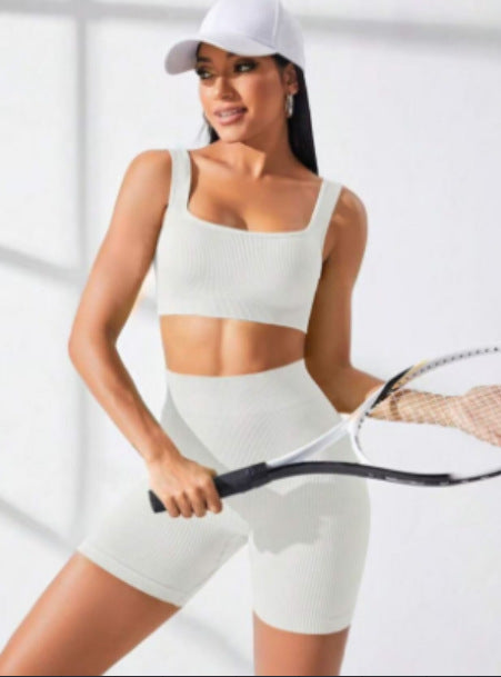 Damen Sportliches Set mit gerafftem Oberteil und hohem Bund Drune