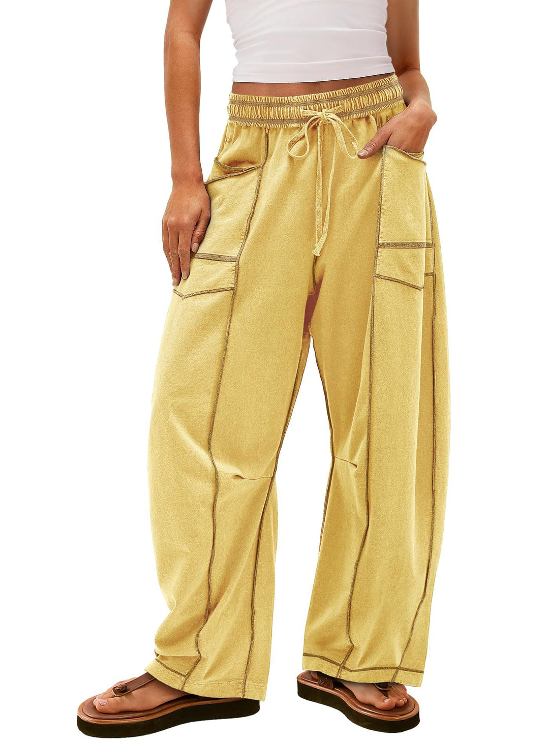 Damen Gemütliche und lässige Freizeithose mit großen Taschen Drune