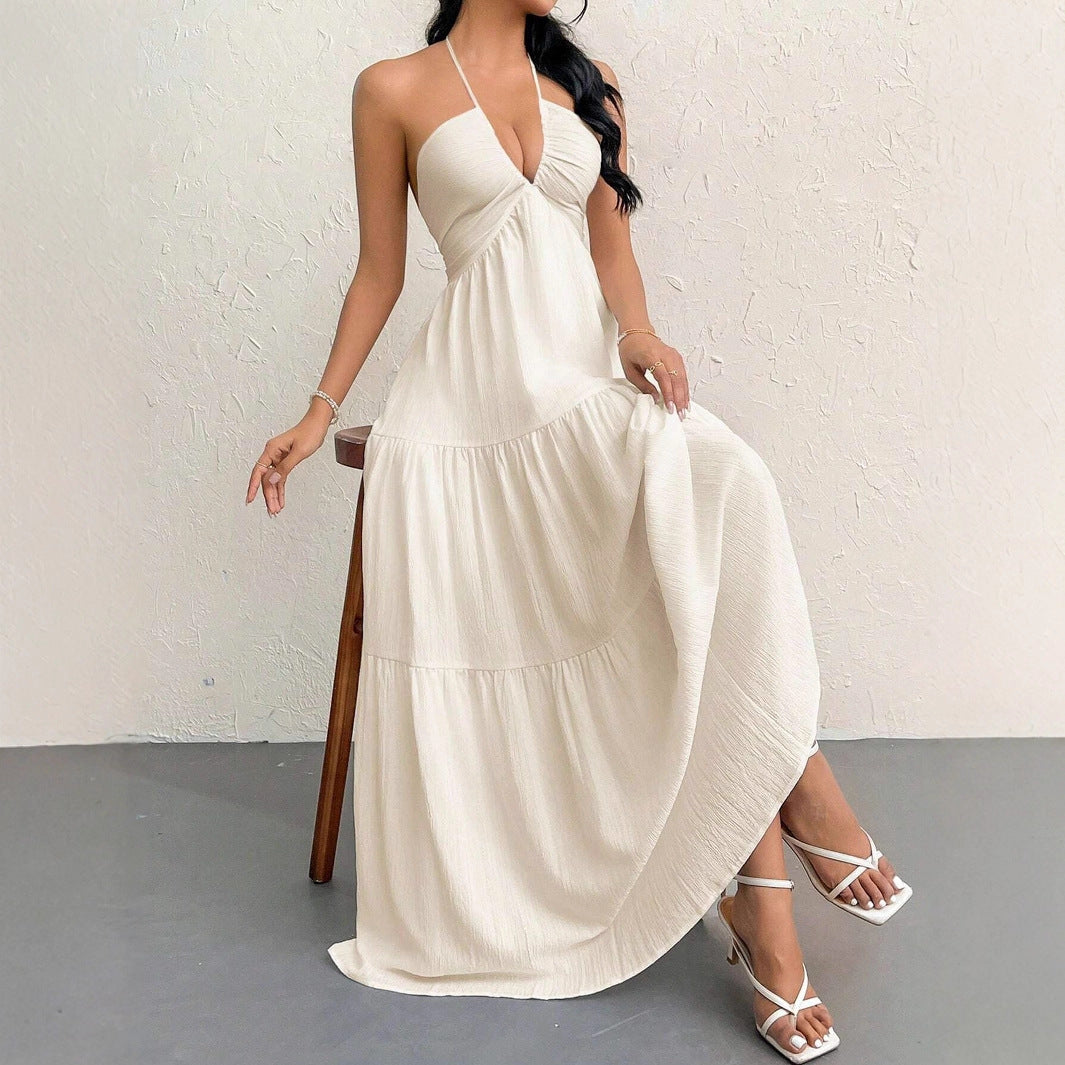 Damen Maxikleid mit schulterfreiem Design und Faltenwurf Drune