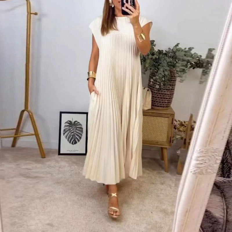 Damen Maxikleid mit knöpfbarem Dekolleté und seitlichem Schlitz Drune