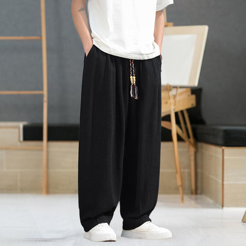 Herren Haremshose im Oversize-Baggy-Stil mit Kordelzug und elastischem Bund Drune