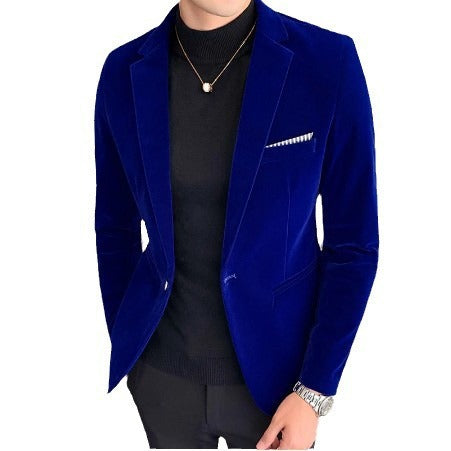 Herren nan Samt-Sakko mit schmaler Silhouette und Ein-Knopf-Verschluss Drune