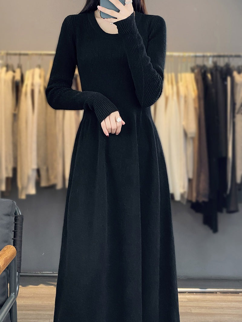 Damen Langärmeliges Midikleid aus Feinstrick mit taillierter A‑Linien‑Silhouette Drune