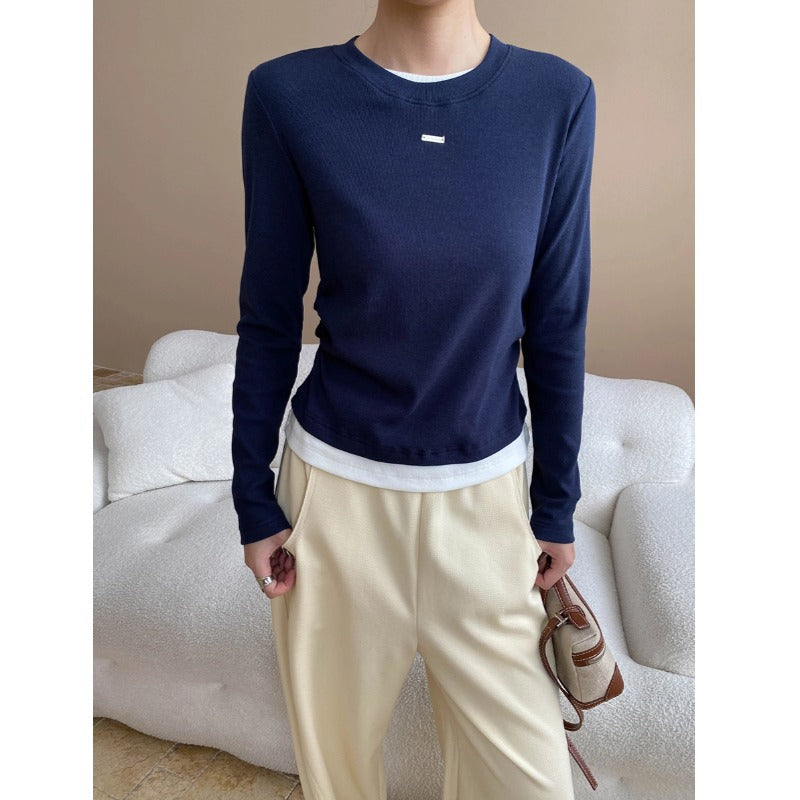 Damen Langarmshirt mit feiner Rippstruktur und breitem Bündchen Drune