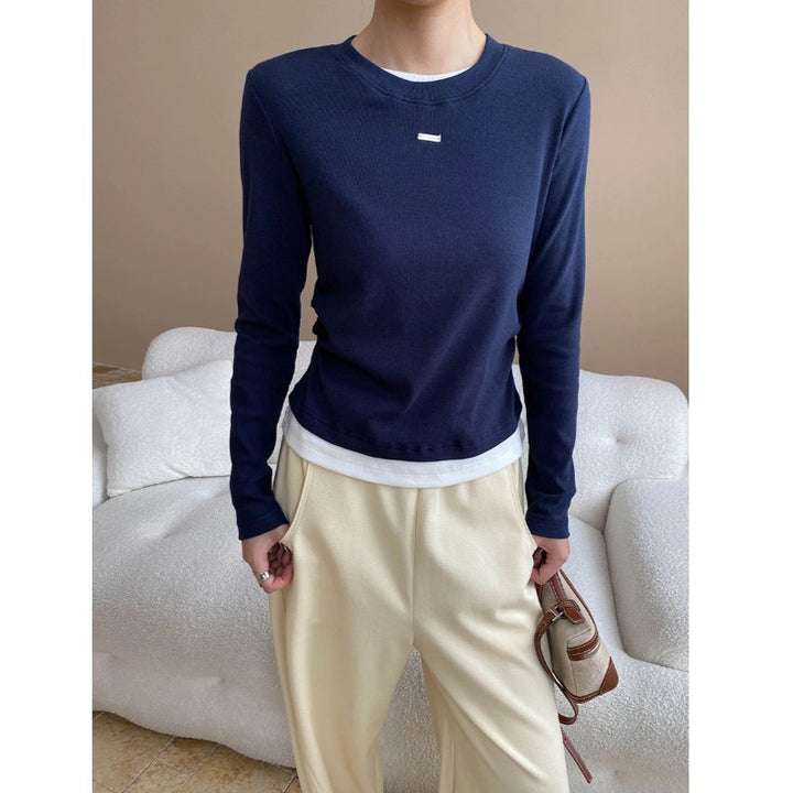 Damen Langarmshirt mit feiner Rippstruktur und breitem Bündchen Drune