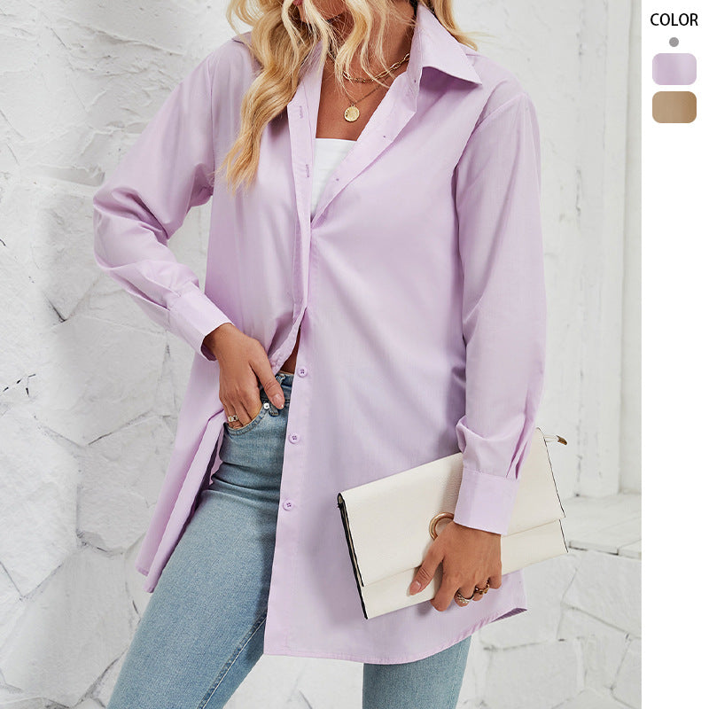 Damen Hemdbluse mit elegantem Oversized-Schnitt und klassischen Knopfdetails Drune