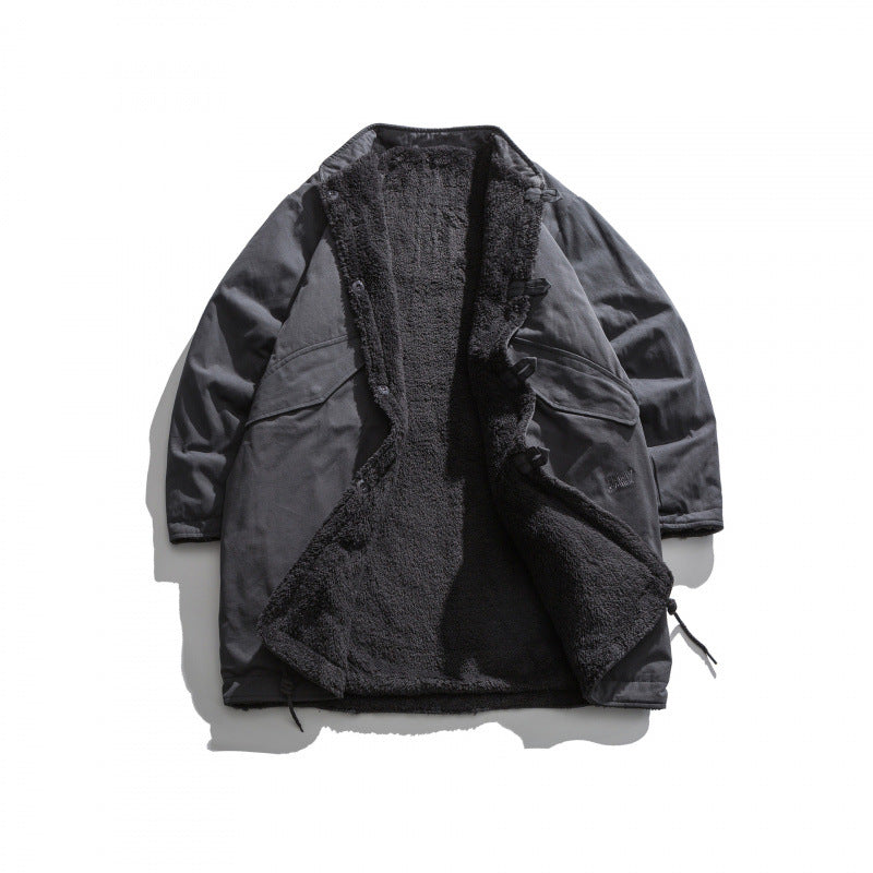 Herren Isolierende Parkajacke im Oversize‑Cut mit Sherpa‑Futter und Tunnelzugsaum Drune