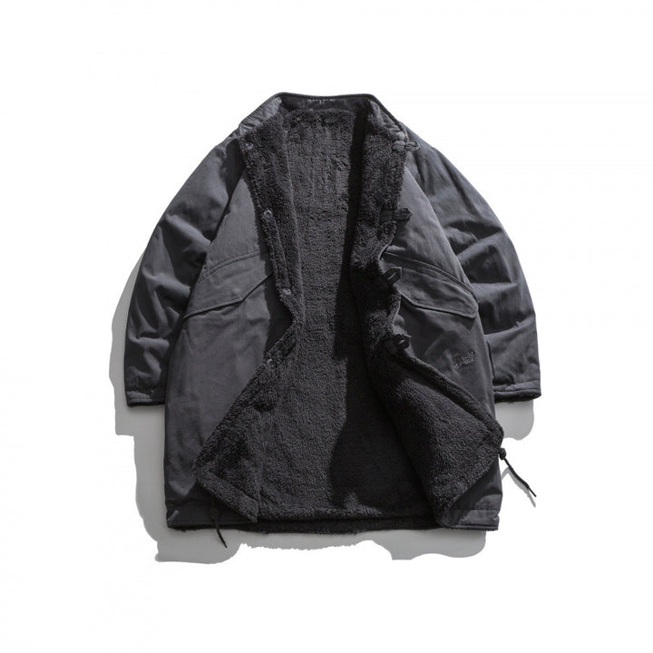 Herren Isolierende Parkajacke im Oversize‑Cut mit Sherpa‑Futter und Tunnelzugsaum Drune