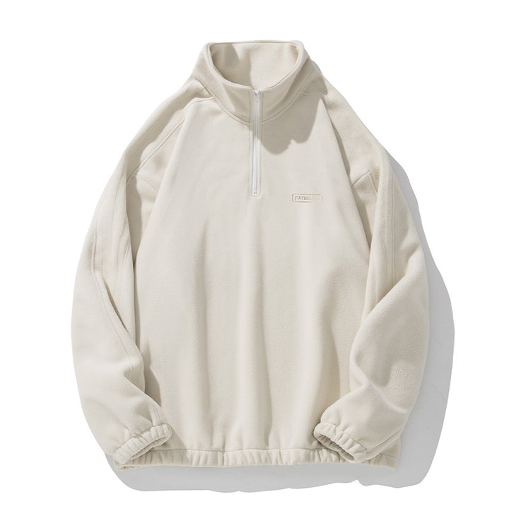 Unisex Fleece-Halbzip-Pullover mit Stehkragen, elastischem Saum und Raglanärmeln Drune