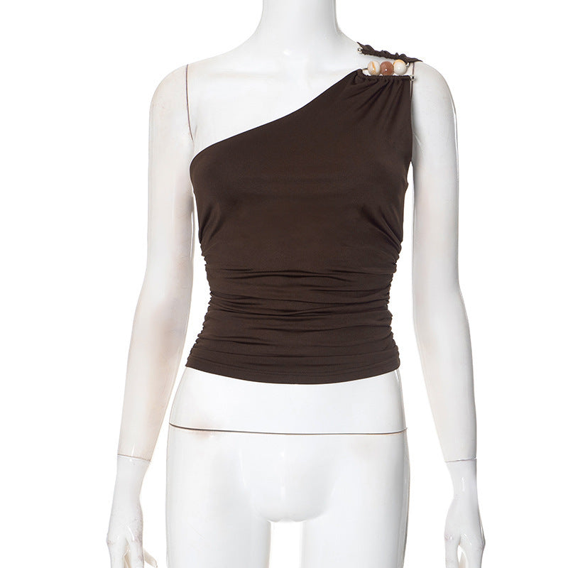 Damen Asymmetrisches Oberteil mit dekorativem Rüschendetail Drune