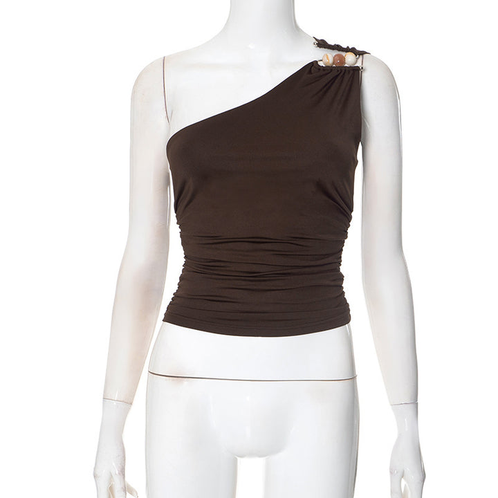 Damen Asymmetrisches Oberteil mit dekorativem Rüschendetail Drune