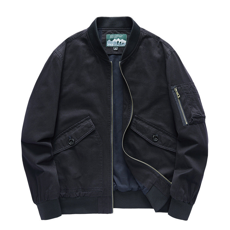 Herren Robust-Canvas-Bomberjacke mit Reißverschluss-Ärmeltasche und aufgesetzten Klappentaschen Drune